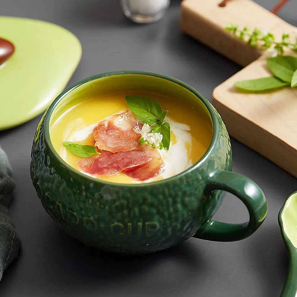 

1Set Avocado Oatmeal Cup Ceramic Breakfast Mugs for Coffee Tea Milk Smoothie Steamed Egg Drinkware Lovely Household Beverage