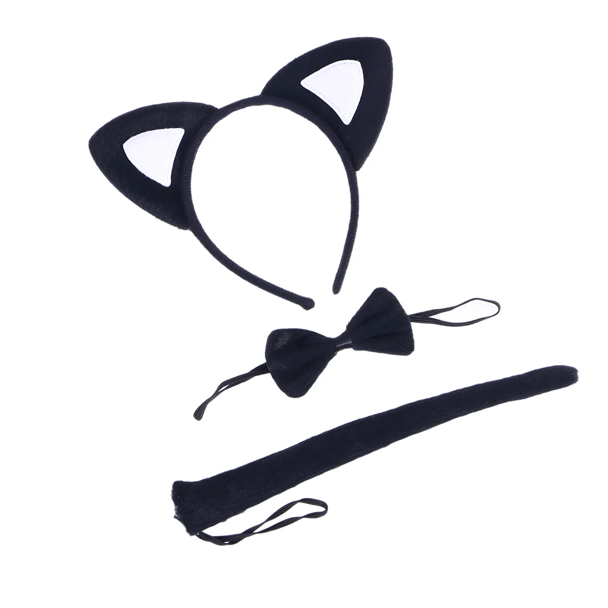 

3Pcs Kids Cat Ears Headband Bow Ties Tail Set Party Cosplay Costume (Black and White) cat cosplay cat cosplay set