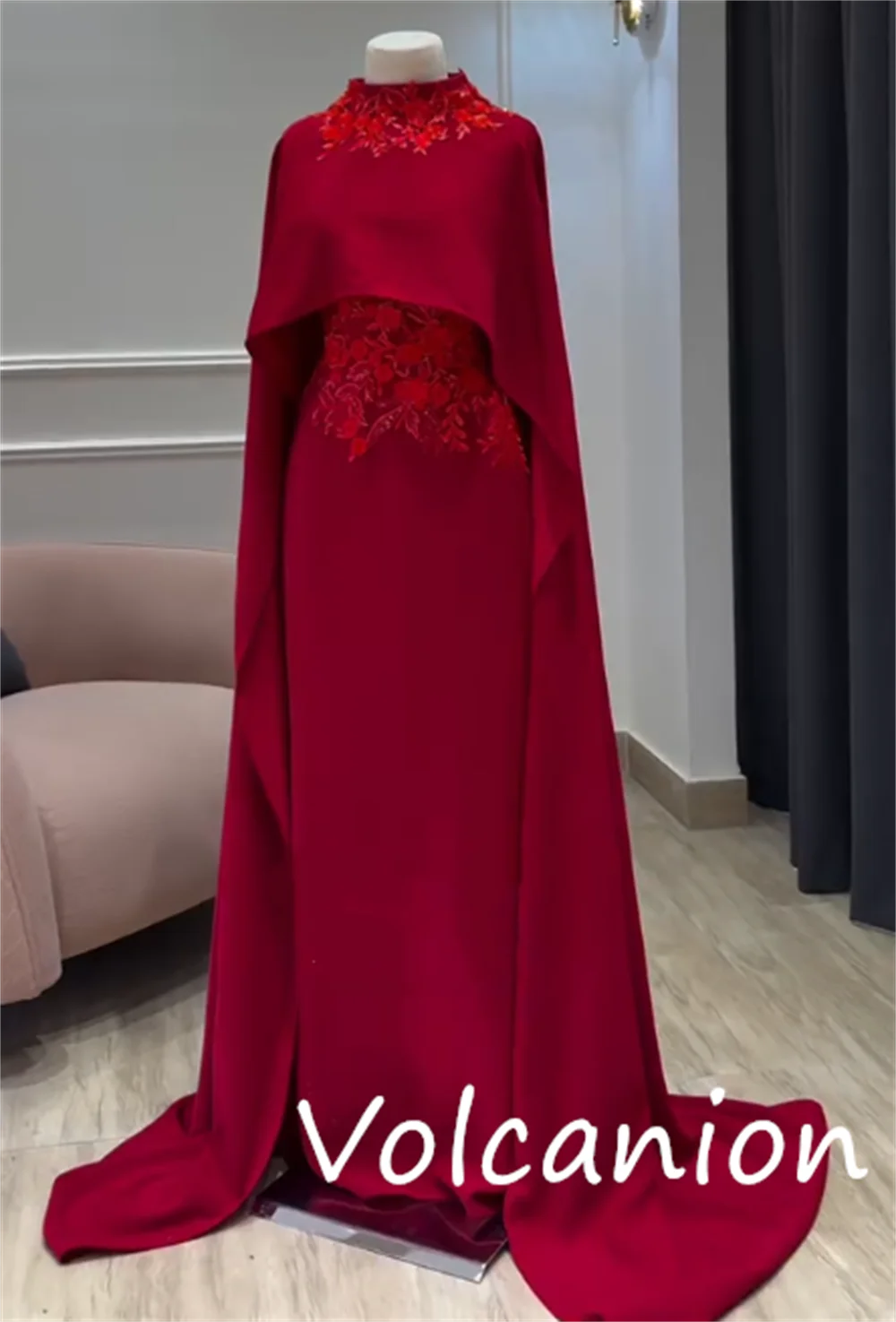 Robe longue trapèze plissée à fleurs, en Jersey, à la mode, col haut, sur mesure, qualité d'occasion, Sexy