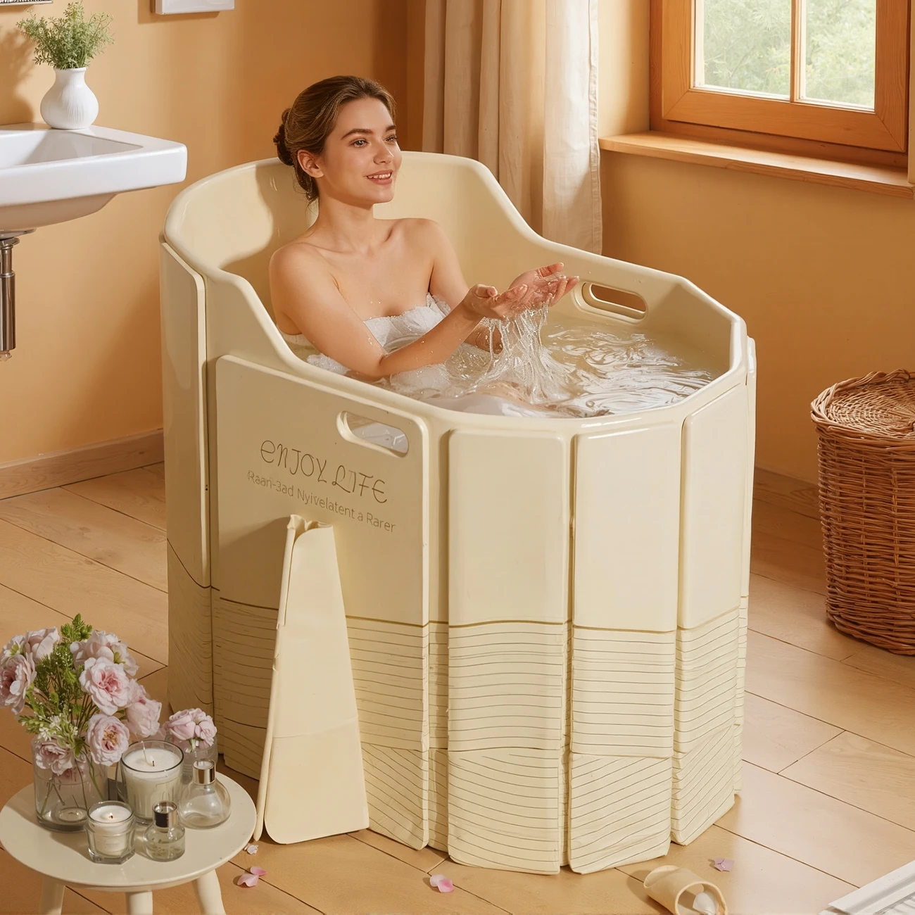 

1PC Collapsible Portable Insulated Bathtub, Inflation-free Shower Tub, Ice Bath Tub for Athletes, Home & Outdoor Use