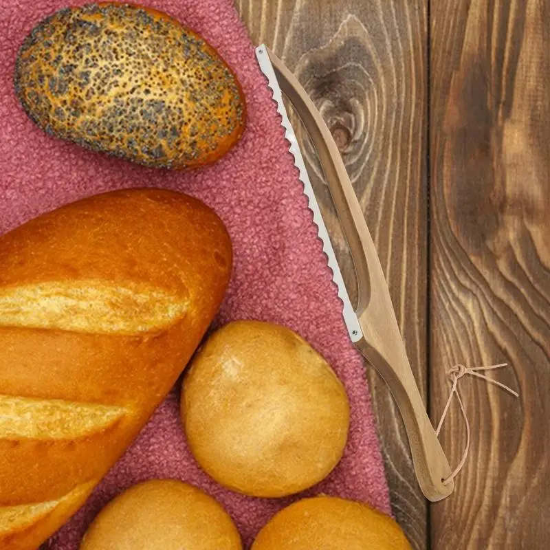 Kokardka krajalnica do pieczywa 15-calowa wykrawacz do kanapek na zakwas i kokardka krajalnica do pieczywa drewniana krajalnica do pieczywa z ząbkowana krawędź
