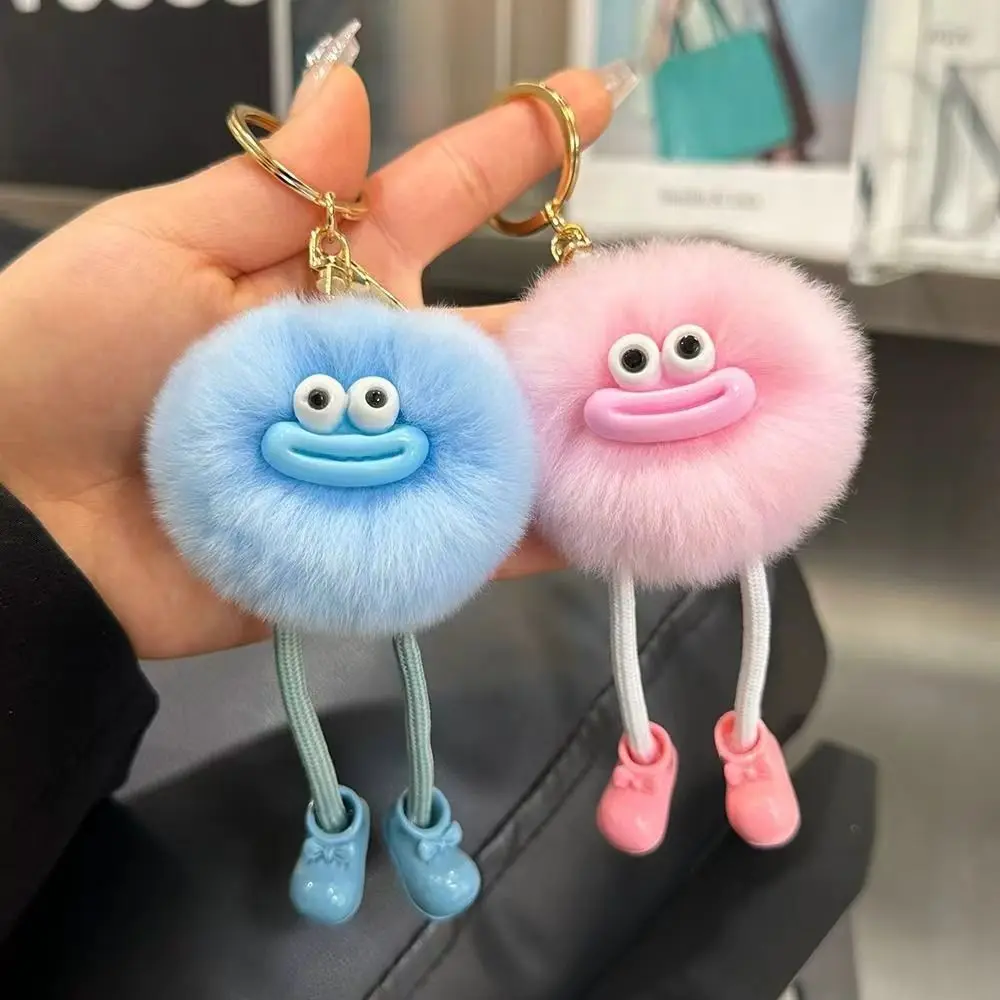 Porte-clés de voiture en fausse fourrure de lapin, fausse lontra, grande bouche, petite boule de charbon, pendentif de voiture, jouet en peluche coréen, pendentif de sac à dos, cadeau