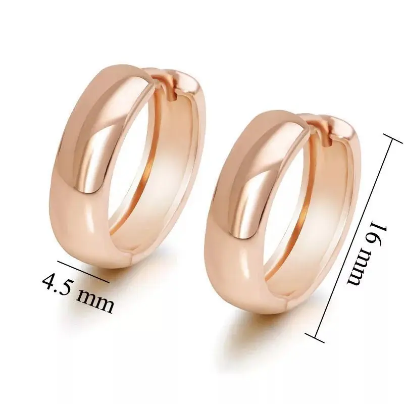 Classical No Stone Smooth Hoop Earrings for Women Fashion Jewelry Gold Color