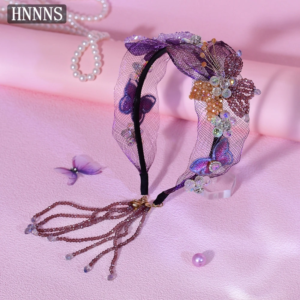

HNNNS Color Crystal Headband New Bridal Headdress Fashion Tassel Headpiece Hair Accessories Handmade Bridesmaid Gifts A336