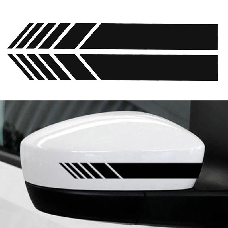 2 pçs universal auto adesivo de carro não desbotamento moda cor listra adesivo de carro tiras de corrida espelho retrovisor lateral decoração decalque