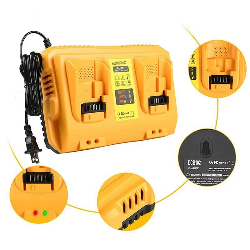 DCB102 Battery Charger Replacement For Dewalt 12V/20V Max Rapid Battery Charger US Plug