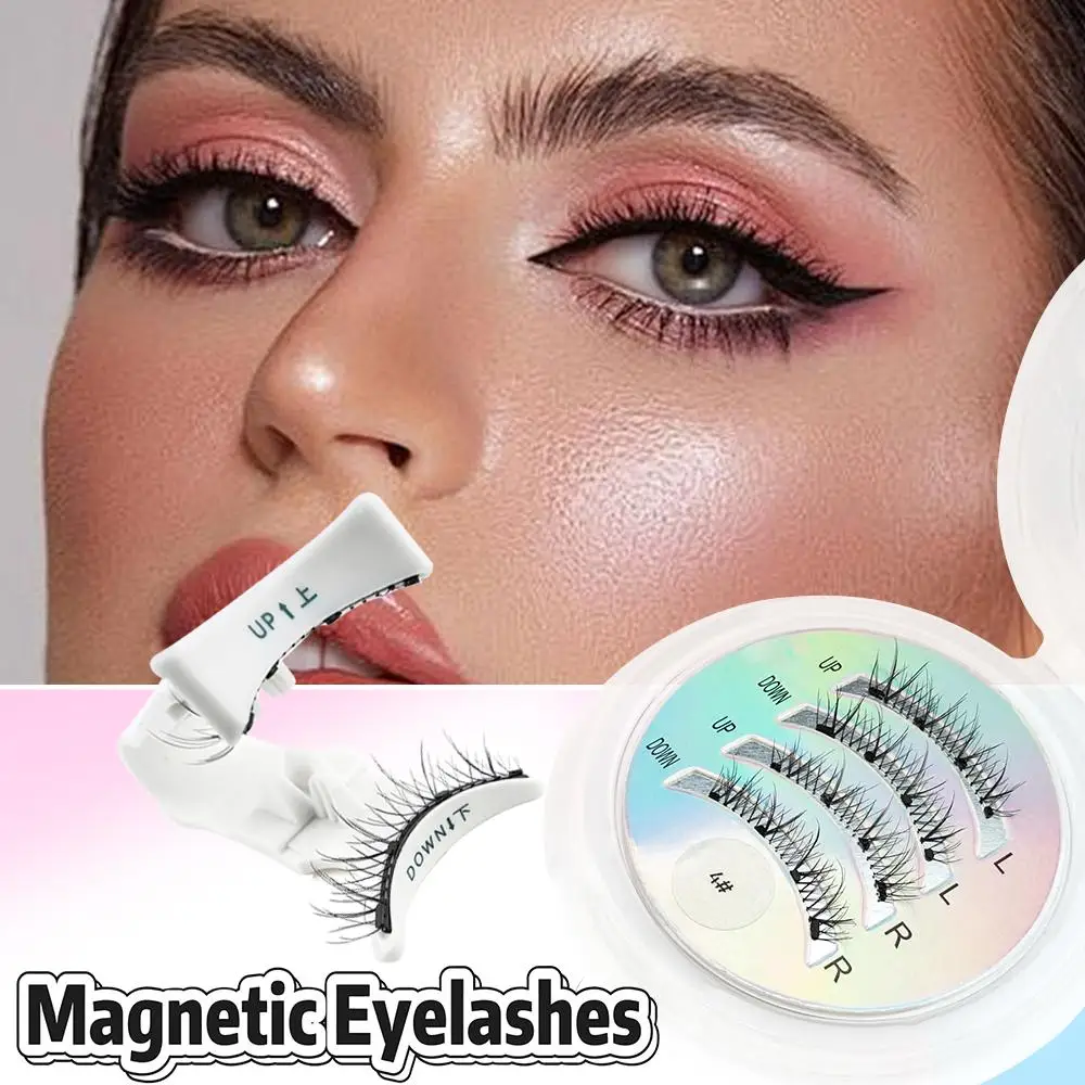 مجموعة الرموش الصناعية المغناطيسية زوج واحد من الرموش ذات المظهر الطبيعي رقيق سميك وقابل لإعادة الاستخدام أداة مكياج تمديد
