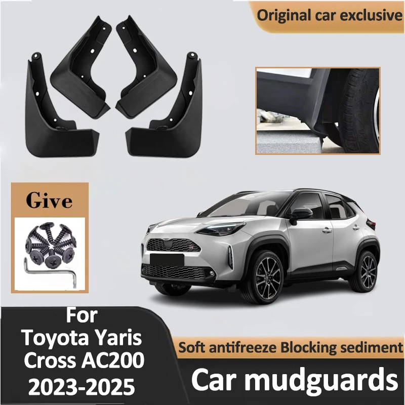 4PCS Mud Flaps For Toyota Yaris Cross HEV GR AC200 NYC200 2023-2025 MudFlaps Fender Mudguard Front Rear Splash Guard Accessories