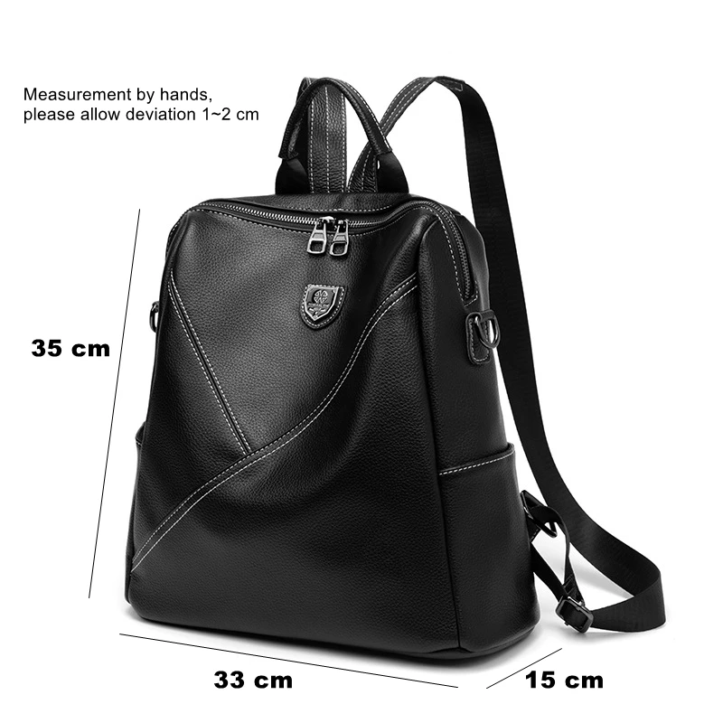 Genuine Leather Backpacks for Women Cowhide High Capacity Waterproof Backpack Trendy Women Bags Girl Travel School Bags