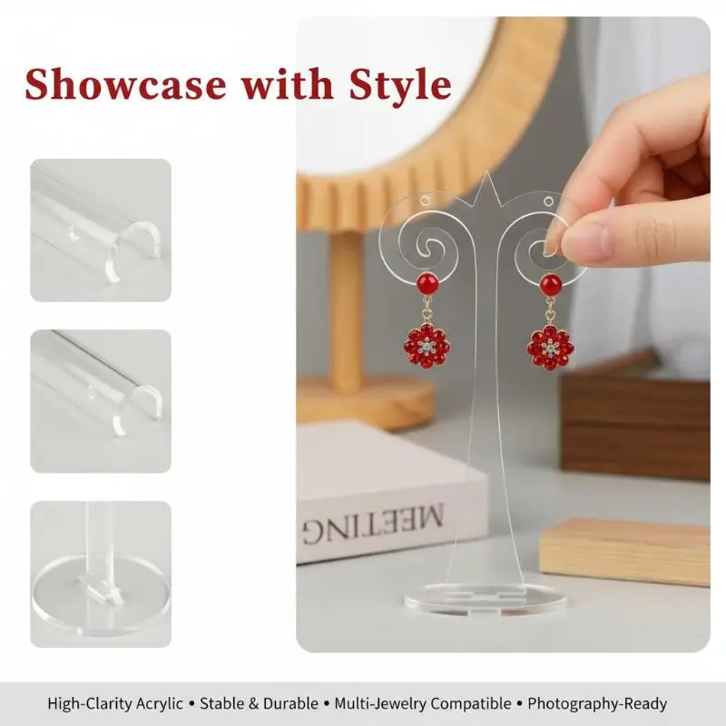3Pcs/set Clear Acrylic Earring Display Stand Transparent Stud Dangle Earrings Display Rack For Jewelry Showcase Organizer Holder