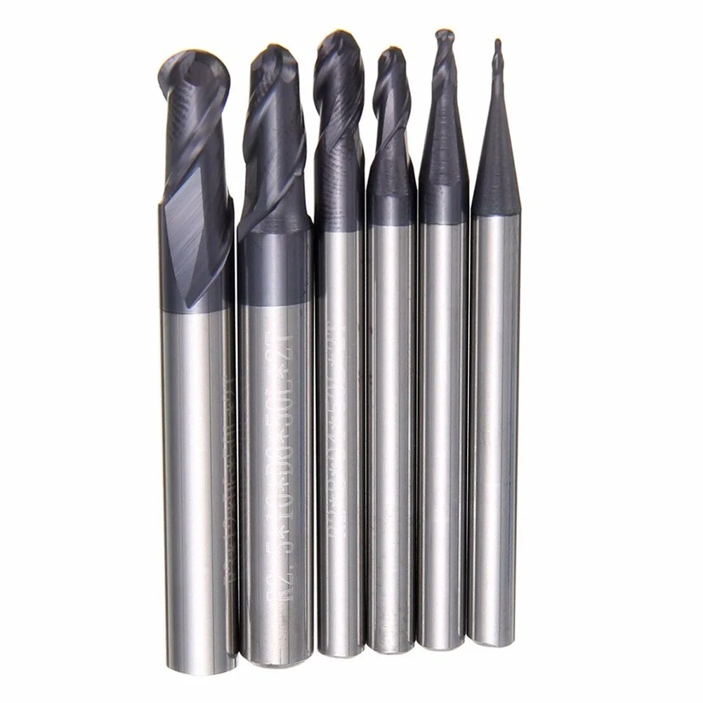 1set Ball End Mills Carbide 2 Flutes Ball Nose End Mill CNC Tool Set R0.5 Hingga 3.0MM High-performance Milling Cutter