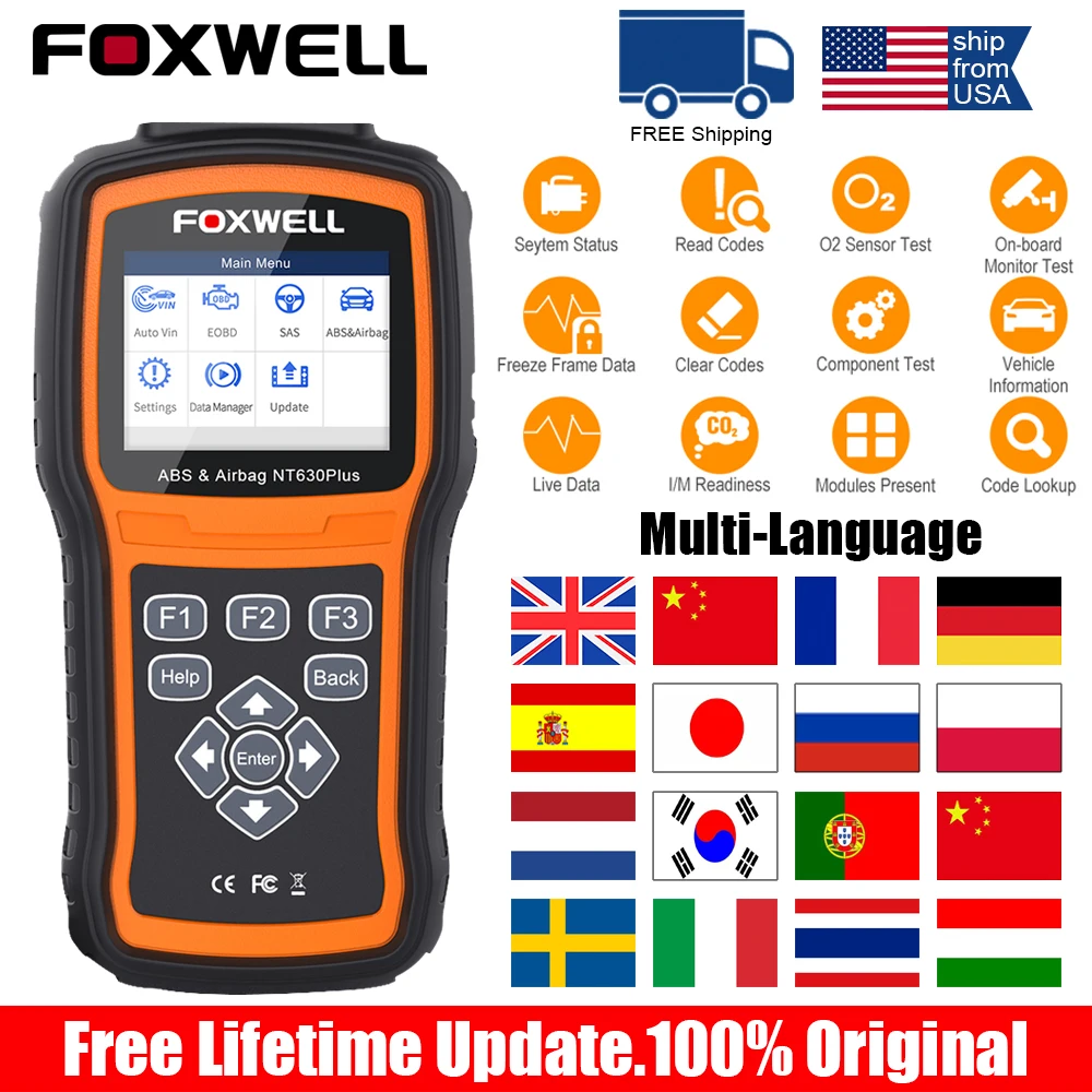 Nuovo Foxwell NT630 Plus OBD2 Scanner automobilistico Motore ABS SRS EPB OIL SAS Lettore di codici di calibrazione ODB OBD2 Auto Diagnostica