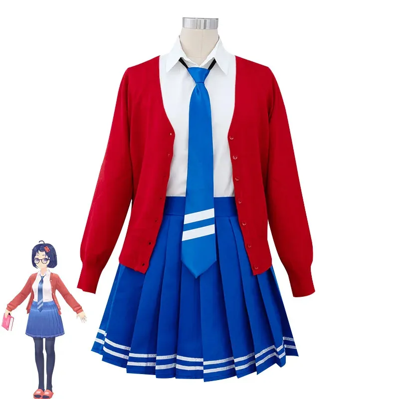 Terror Spiel MiSide Mita Cosplay Kostüm Roten Mantel Hemd Schuluniform Rock Erwachsene Frau Sexy Karneval Halloween Anzug6;d'3,h'7.b