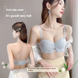 Thin Section of Non-marking Breathable Girls Small Breasts Gathered Underwear Without Steel Ring Small Breasts Anti-Glare Bra