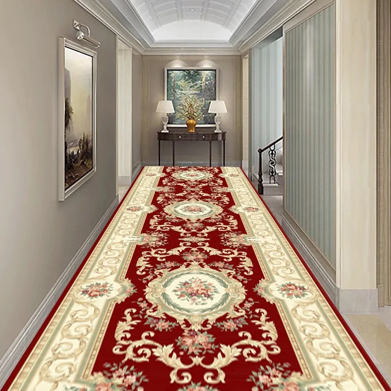 Household Long Corridor Carpet European Style Entrance Hall Floor Mats Carpet Lobby Aisle Hotel Stairs Runners Large Area Rugs