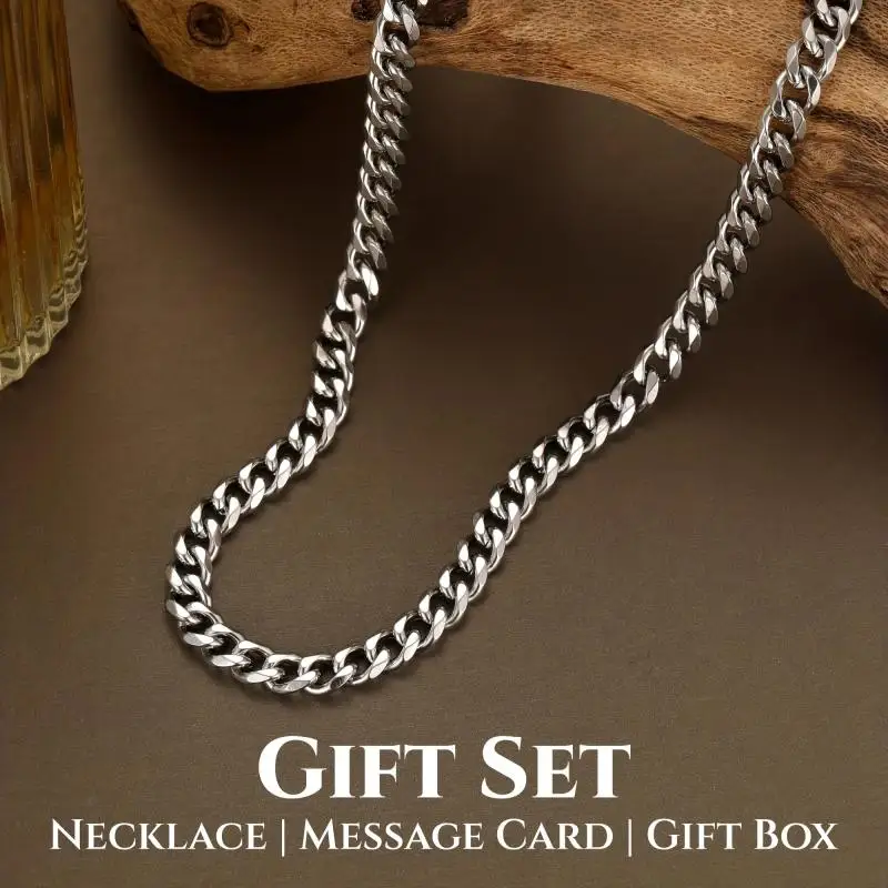 Cuban Link Promise Necklace for Men and Women - Perfect Gift for Boyfriend,Birthday, Christmas - Comes with Gift Box and Card