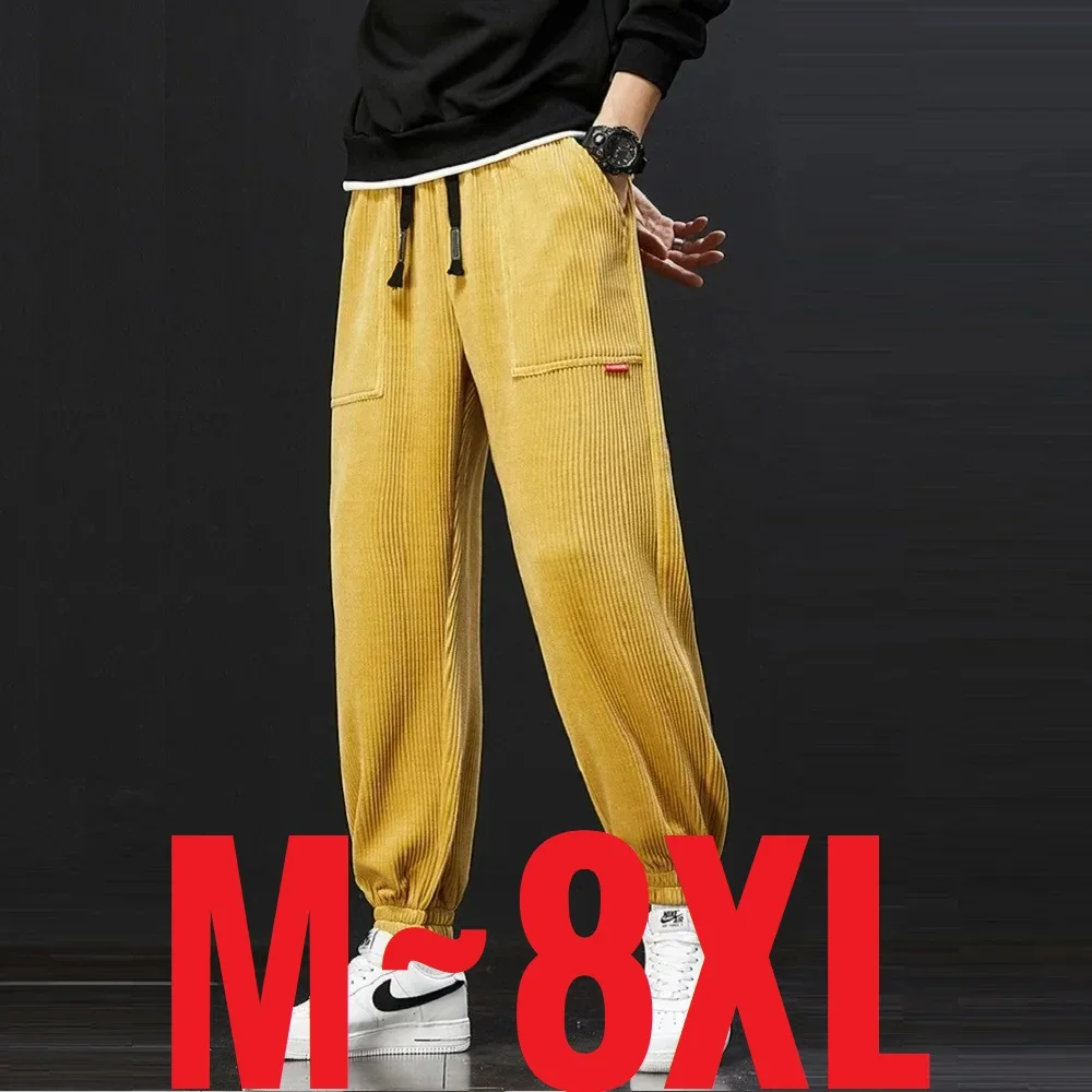 2024 New Autumn Winter Corduroy Sweatpants Men Baggy Joggers Fashion Streetwear Loose Casual Harem Pants Plus SIze 8XL