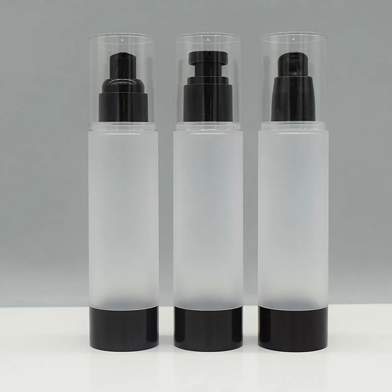 

100ml airless bottle black pump bottom clear lid frosted body lotion/emulsion/foundation/essence/oil/serum Cosmetic Container