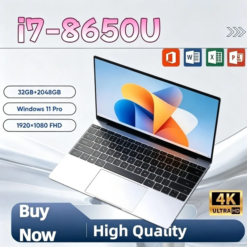 Intel i7-8650U LENO 14,1-Zoll-Laptop-Computer Windows 11Pro Notebook-PC Gamer 32GB DDR4 1TB 2TB SSD Büro- und Studiencomputer 1920*1080PC