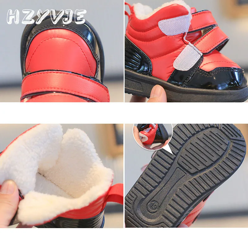 2023 Winter New Plus Thickened Baby Walking Cotton Shoes Children\'s Add Velvet Warm Snow Boots Non Slip Outdoor Sports Shoes