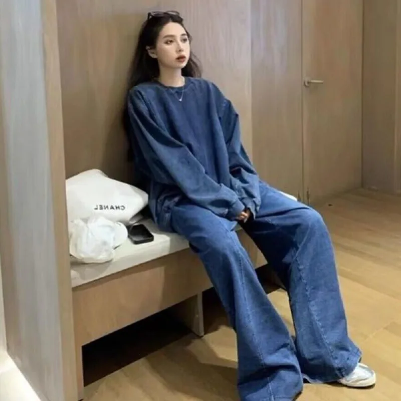 

SuperAen Niche Design 2025 Spring and Summer New Women's Loose Oversize Sweatshirt Shirt Skirt Three-pieces Set