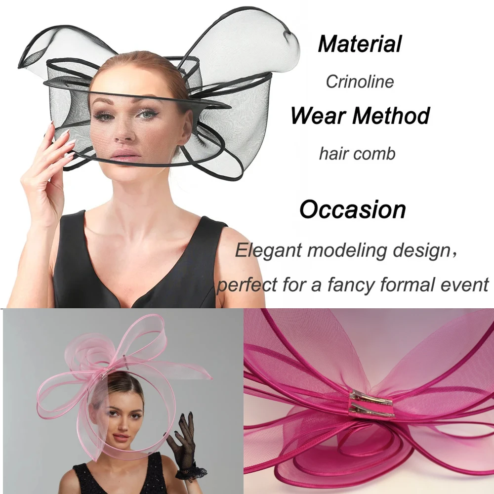 2024 Exaggerat Fascinator Wedding Pillbox Hat Women Fascinator Mesh Hats  Hair Clip Church Kentucky Derby Headpiece Headwear