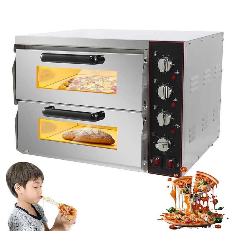 2 Decks 16 Inch Each Fast Cooking Commercial Toasters Ovens Electric Pizza Oven For Restaurant