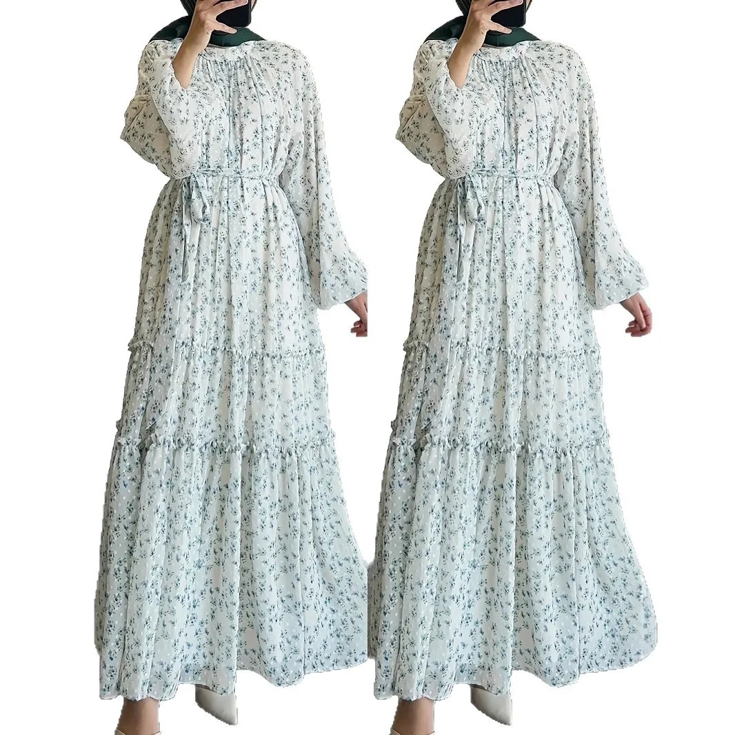 

Muslim Fashion Dresses Dubai Women's Traditional Muslim Abaya Evening Dress with Robe Print for Evening Robe Abayas