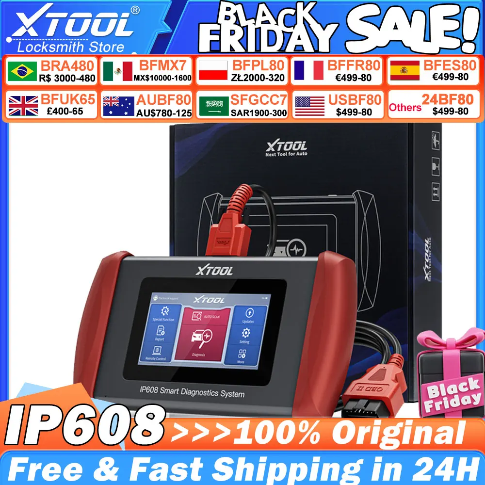 XTOOL InPlus IP608 Full System Diagnositics Tool OBD2 Car Automotive Scanner 36+ Reset Service Auto VIN Free Upate CAN FD ABS