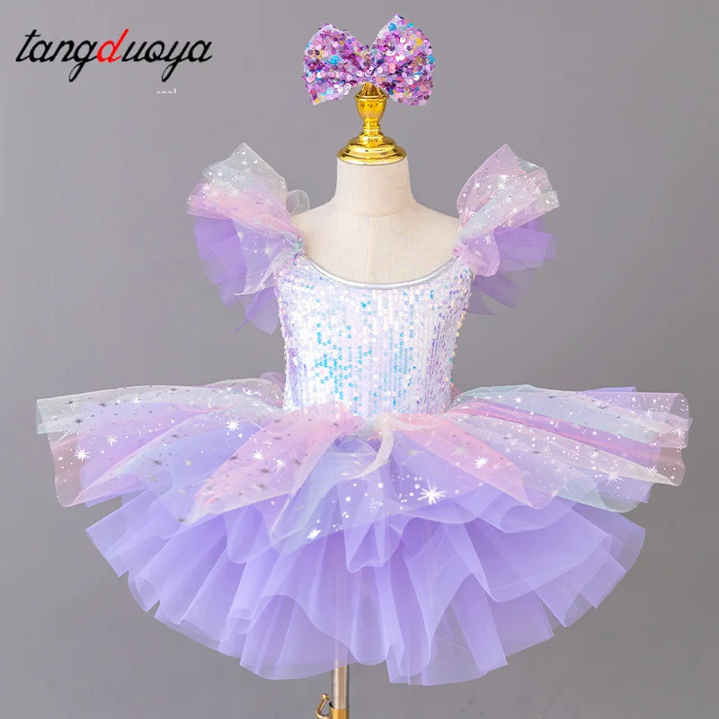 أطفال توتو التنانير يوتار الترتر الرقص الحديث توتو فستان الفتيات ملابس رقص الجاز مرحلة الأطفال فستان الزفاف الأميرة #1