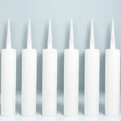 

6Pcs White Plastic Glass Glue Empty Caulk Tubes Refillable Sealant Tubes Application for Doors Windows Bathroom