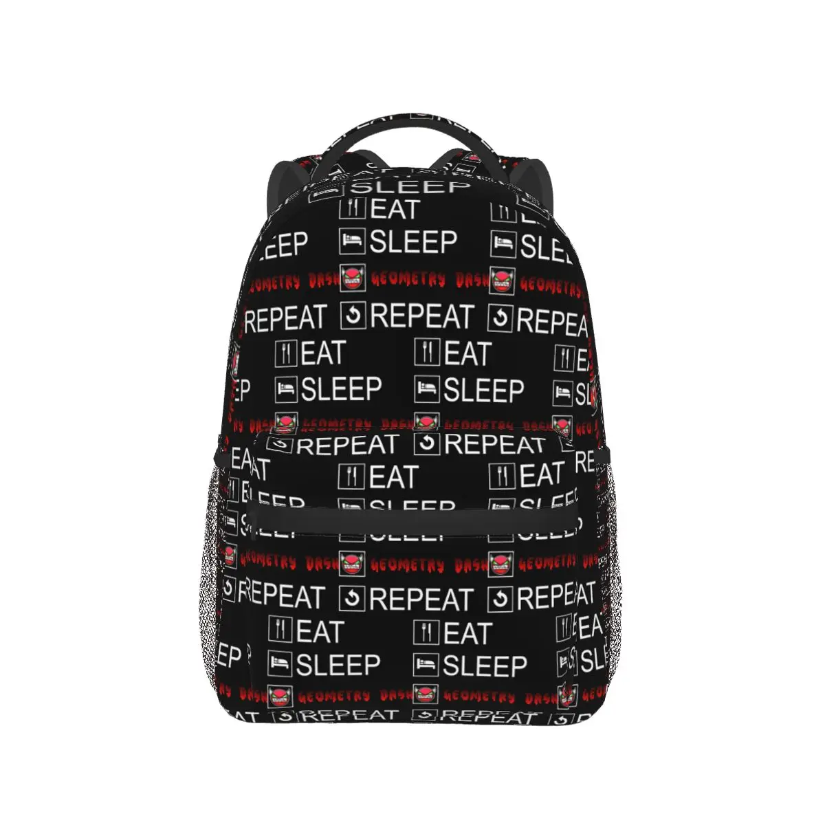 Eat Sleep Geometry Dash Repeat Coloured Student Backpack School Bag Hiking Daypack for Boys Girls Fashion Bookbag Shoulder Bags