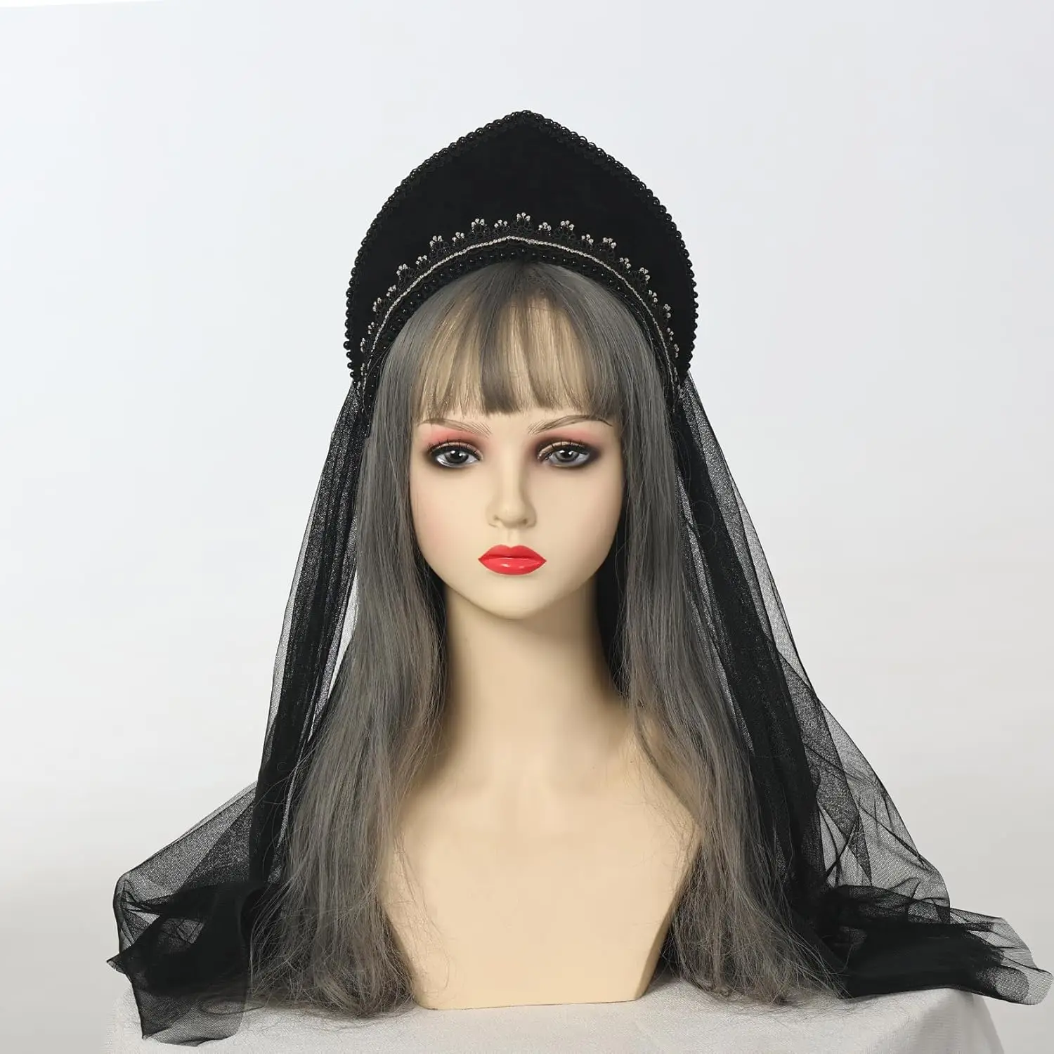 FAD-4U آن بولين قبعة تيودور غابل هود كاب إليزابيث أغطية الرأس عصر النهضة زي غطاء الرأس للنساء تأثيري الطرف