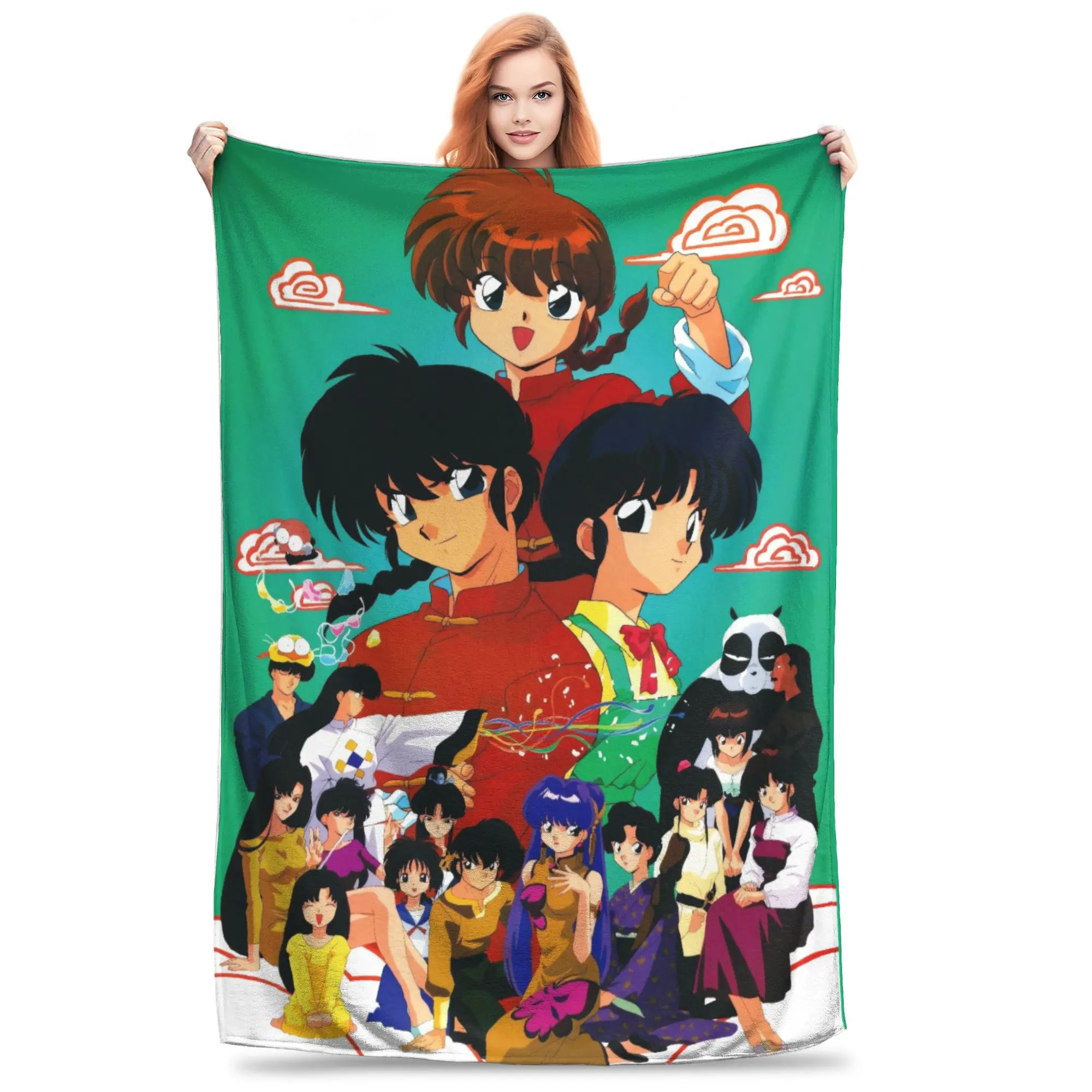 

Ranma And Akane Tendo Blanket Flannel Spring/Autumn Portable Lightweight Thin Throw Blanket for Home Travel Rug Piece,