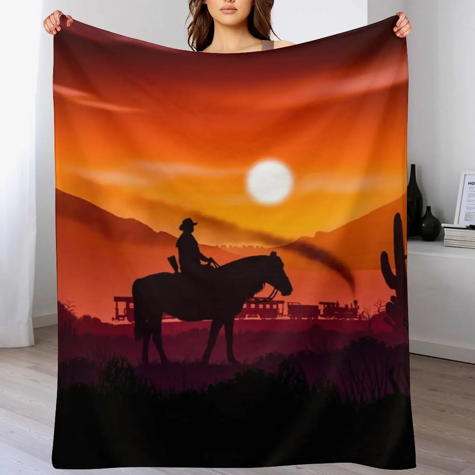 Cowboy Throw Blanket Shaggy Furry Soft Blanket for Bedroom Living Room