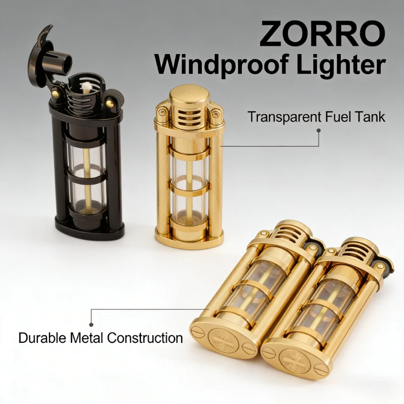 

Creative Retro Lighter with Visible Oil Chamber & Hand-Painted Art | Portable Stylish Smoking Accessory Multiple Styles