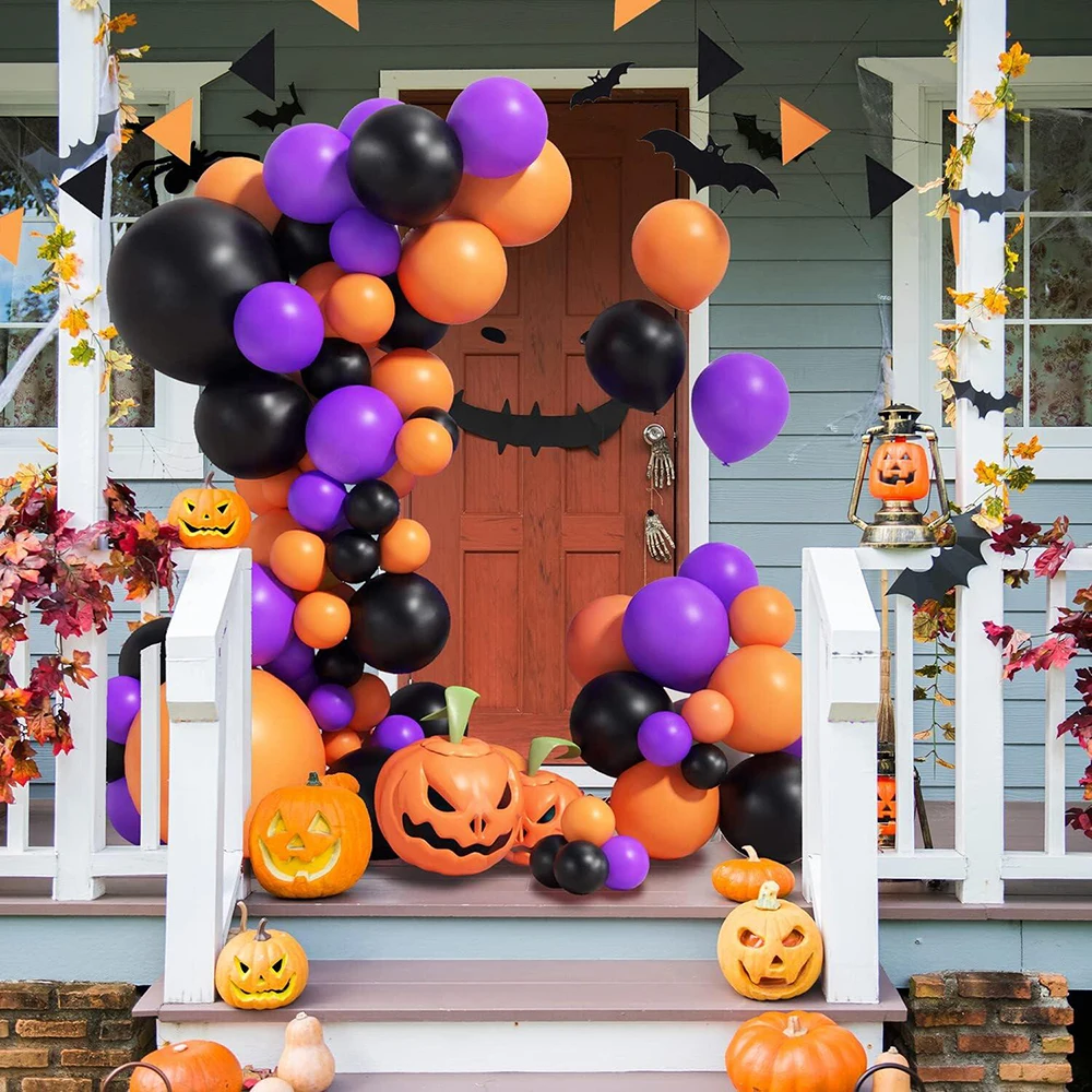 125pcs Halloween Theme Balloons Garland Arch Kit Black Orange Latex Balloon Halloween Kids Birthday Party Baby Shower Decoration