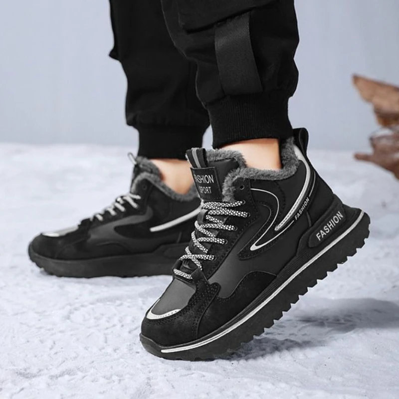 Men Thermal Waterproof Snow Shoes with Anti-Slip Sole, Warm Cotton-Padded Outdoor Sports Casual Sneakers for Cold Weather​