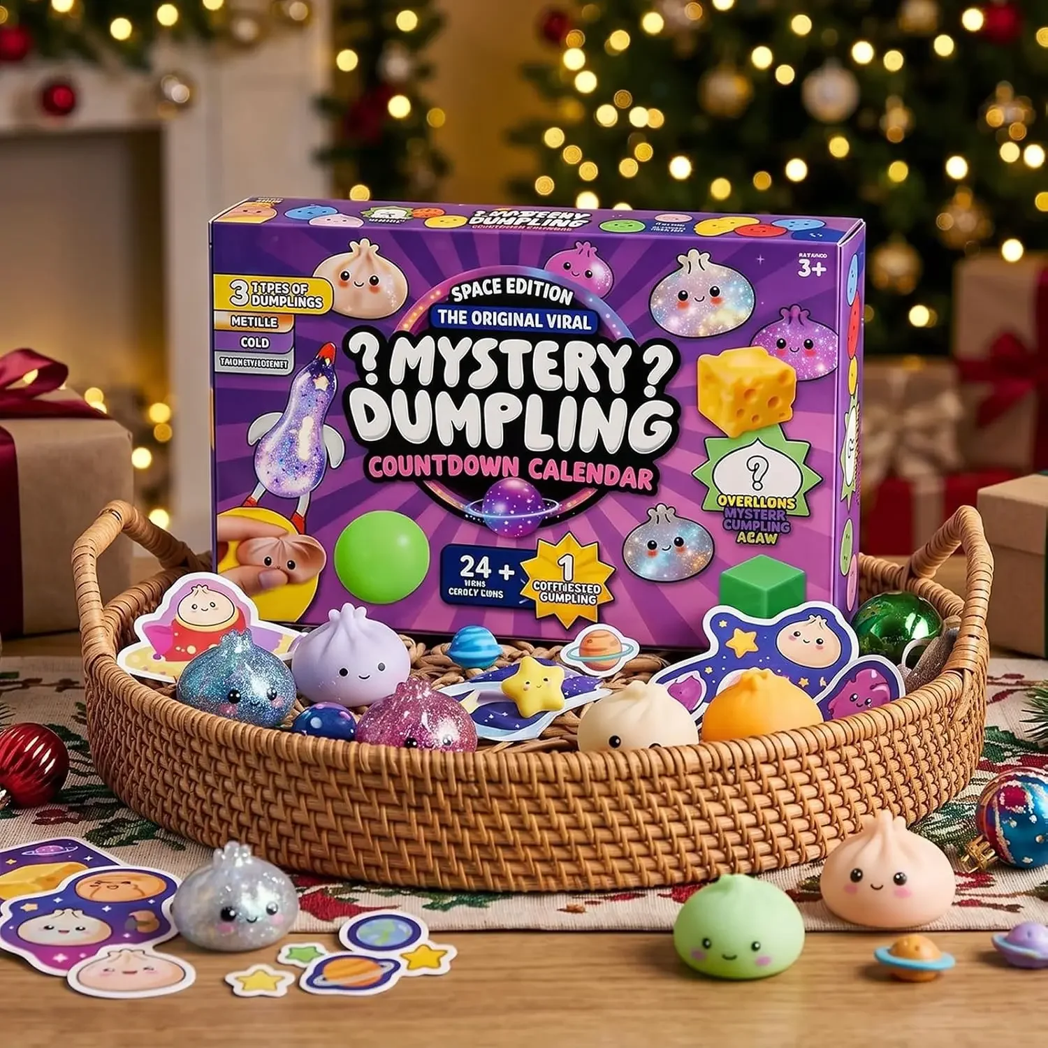 2026 Dumpling Squishy Advent Calendar,24PCS Squishy Dumpling Mystery Advent Countdown Calendar, Stress Relief Sensory Fidget Toy