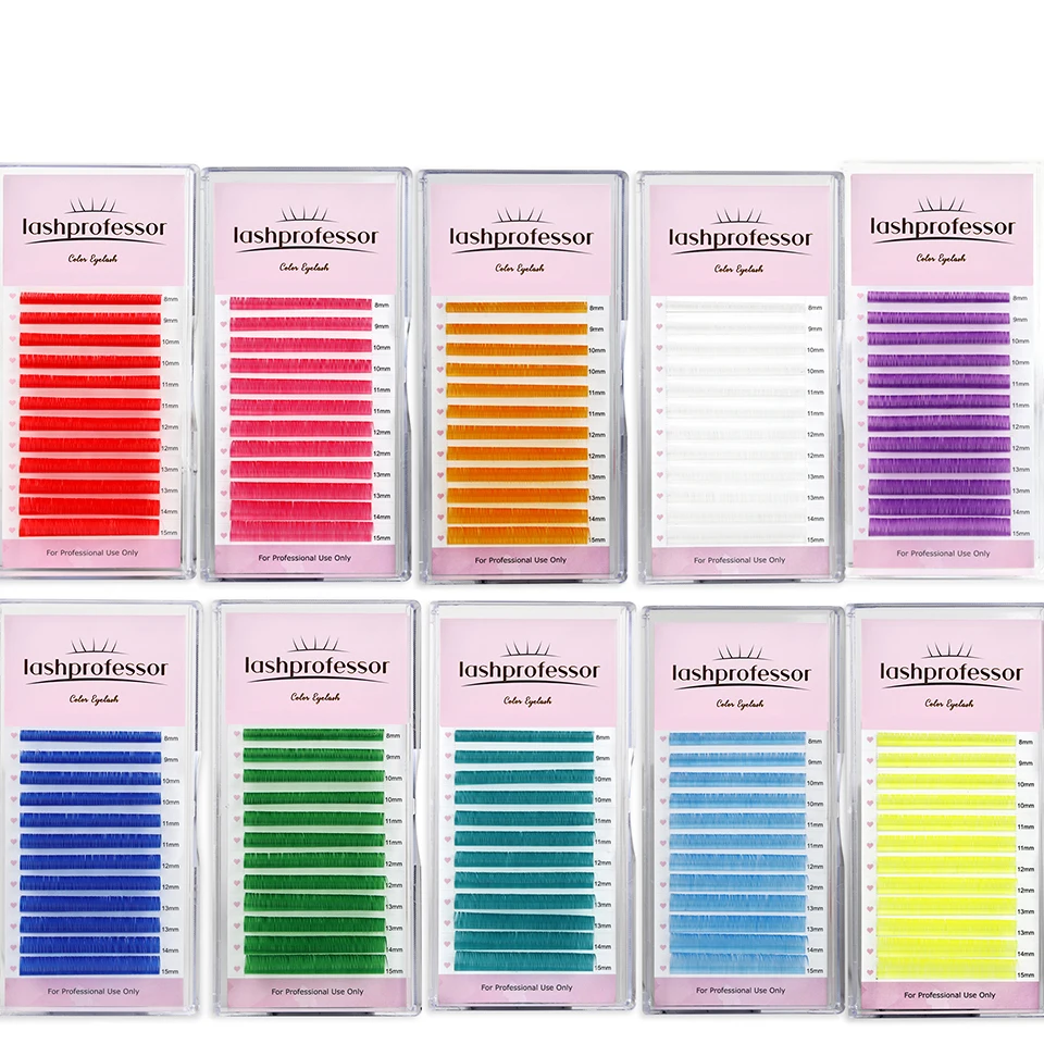 

13 Colors Rainbow Colored Eyelash False Individual Eyelash Extension Russian Volume Lashes Red Purple Blue Pink White Flu Color