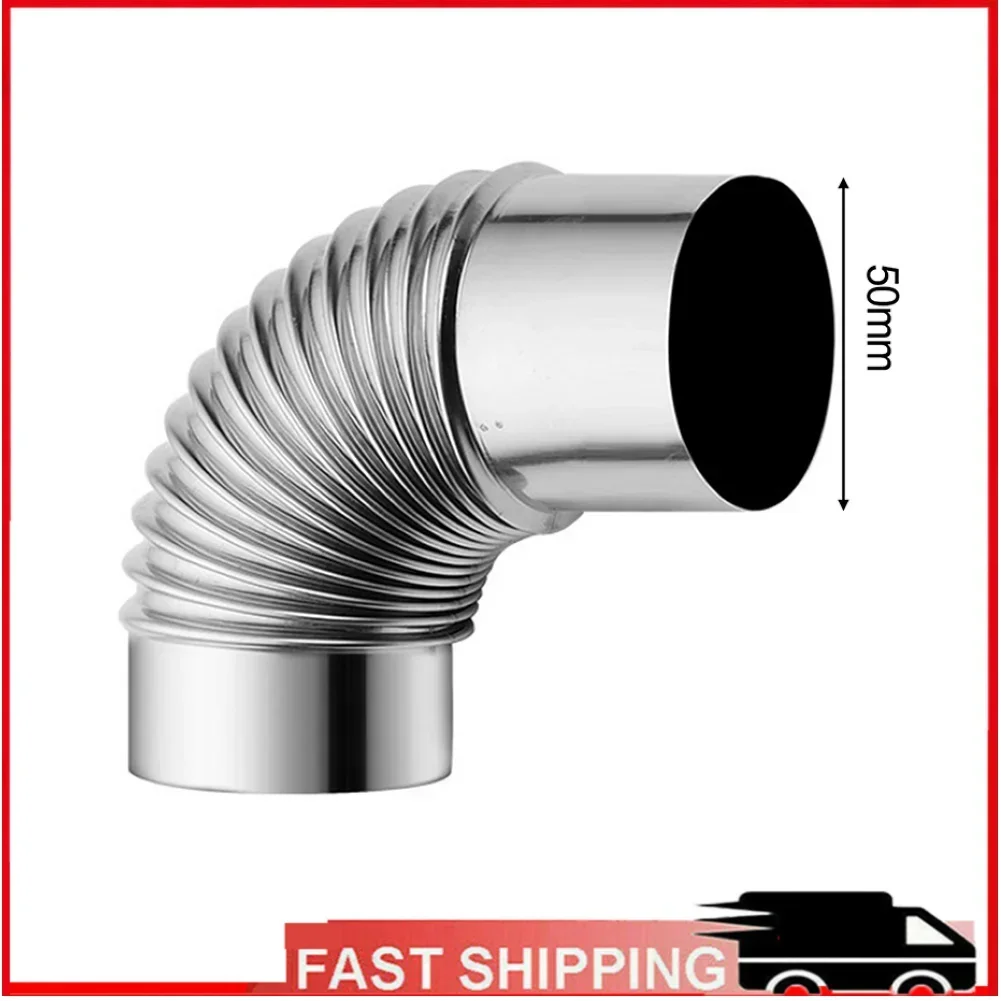 50mm-100mm Herd Rauchrohr Ellenbogen Edelstahl Rauchkocher Rohr Schornstein Rauchgas Rohr Holzofen Heizung Auspuffrohr