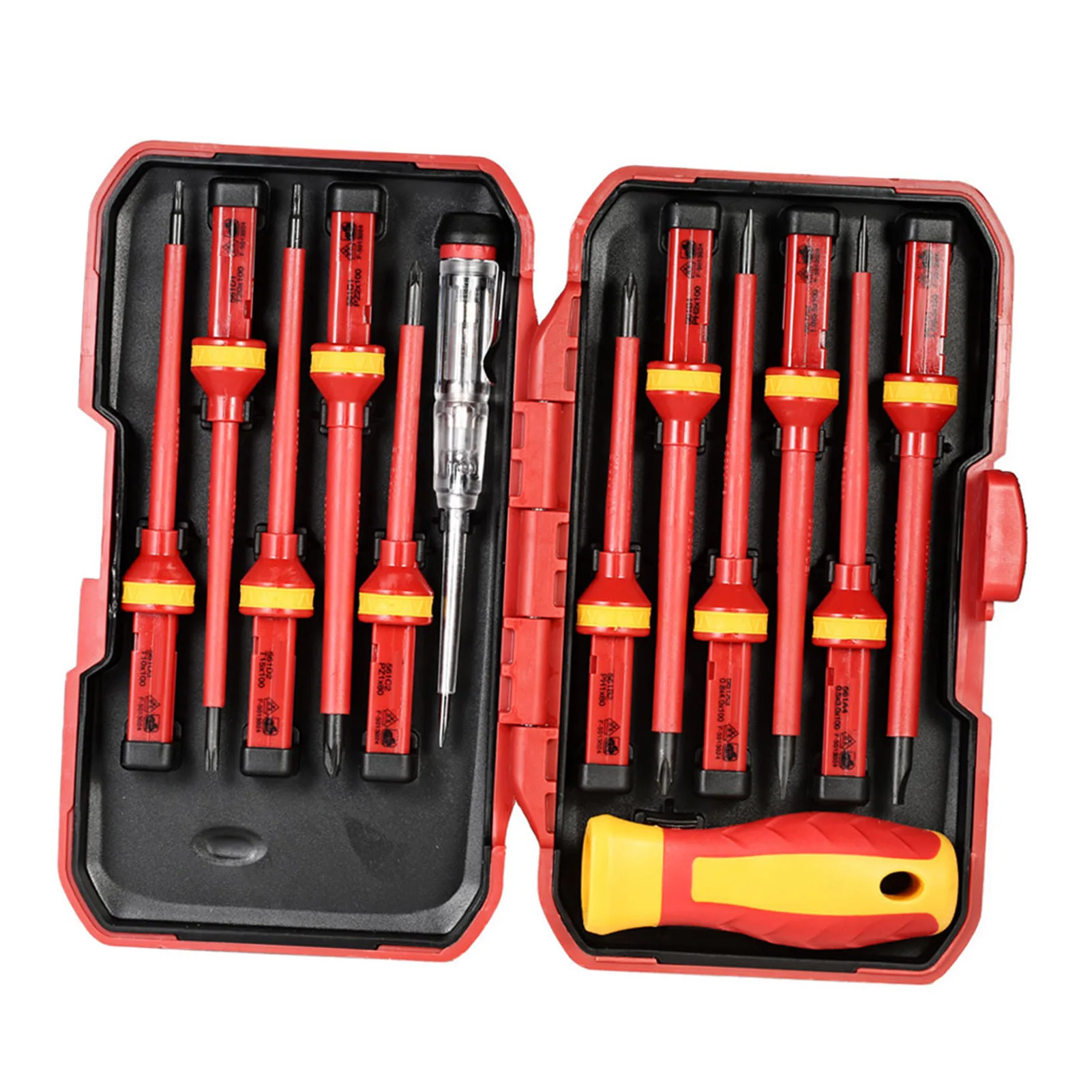 13pcs 1000V Changeable Insulated Screwdrivers Set with Magnetic Slotted Phillips Pozidriv Torx Bits Electrician Repair Tools Kit