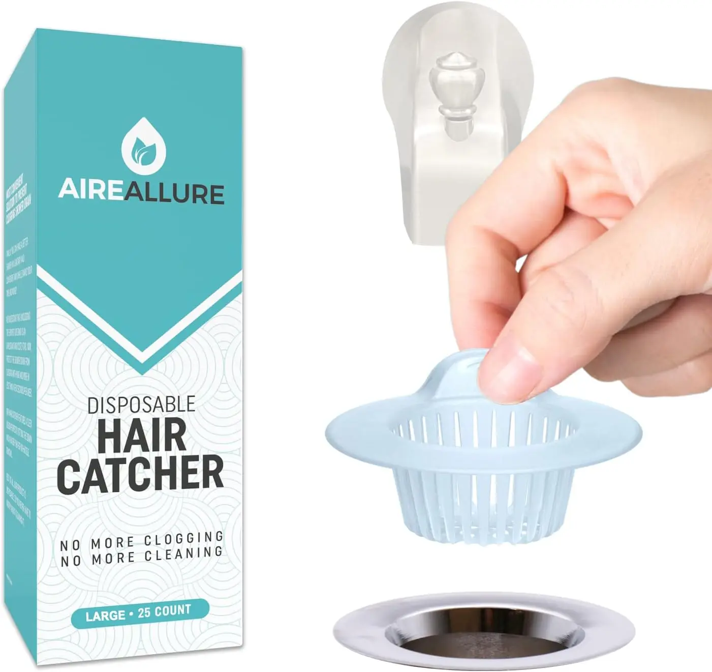 

25 Pack Disposable Hair Catcher for Bathroom Sink or Bathtub, White, Large