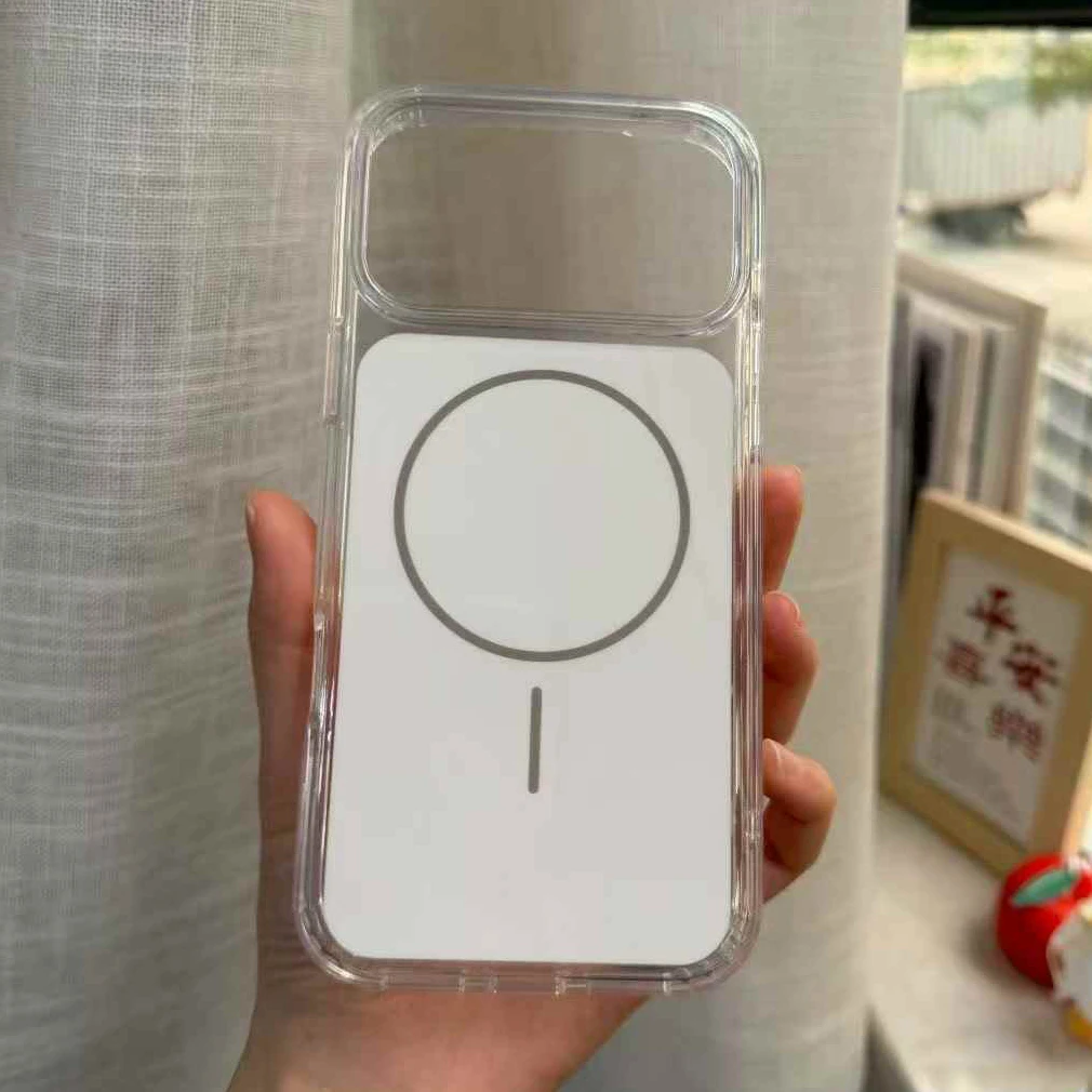 최신 오렌지 투명 맥세이프 폰 케이스 아이폰 17 프로 맥스 17프로 패션 남녀 무선 마그네틱 충전 PC 커버