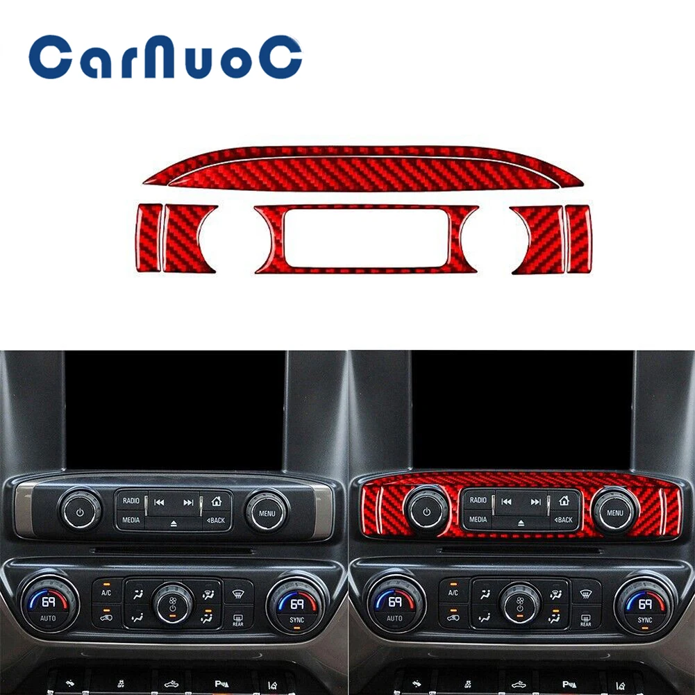 Carbon Fiber Console Radio Panel Stickers Car Accessories For Chevrolet Thorold 1500GMC Sierra 1500 2014-2018 Interior Moulding