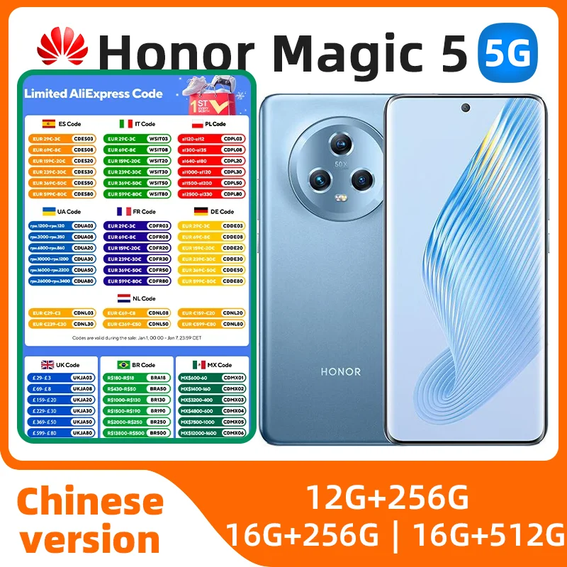 Honor Magic 5 5g Snapdragon 8 Gen 2 6.73 Inches 120Hz OLED Screen MagicOS 7.1 Battery 5100mAh NFC Smartphone