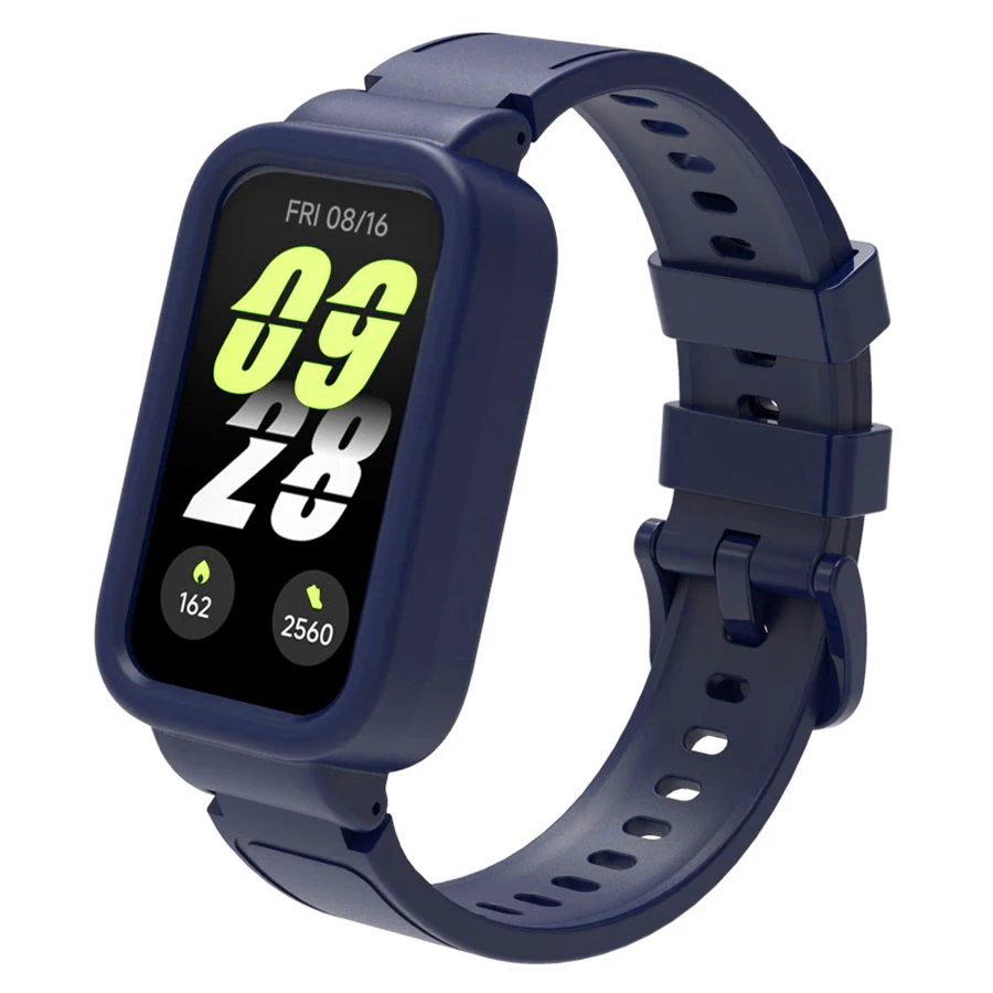 Zachte siliconen horlogeband voor Redmi Band 3, voor Xiaomi Band 9 Active band, voor Amazfit Band 7 horlogebanden armband met PC hoesje