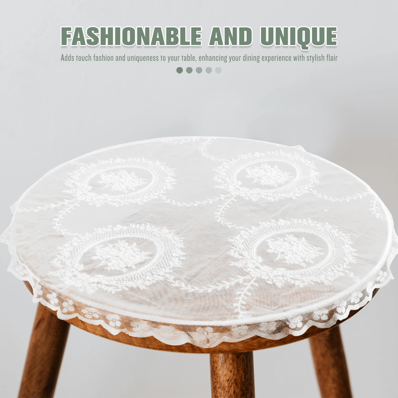 

Vintage Embroidered Lace Round Tablecloth Green Floral Polyester Banquet Baby Shower Birthday Wedding Party Protector