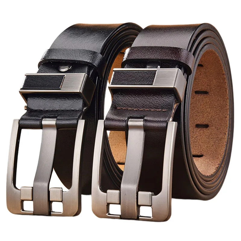 Belt Male Fashion Men's Luxury Designer Cowskin Belts for Jeans Genuine Leather Strap Pin Buckle Plus Size 140 150 160 170cm