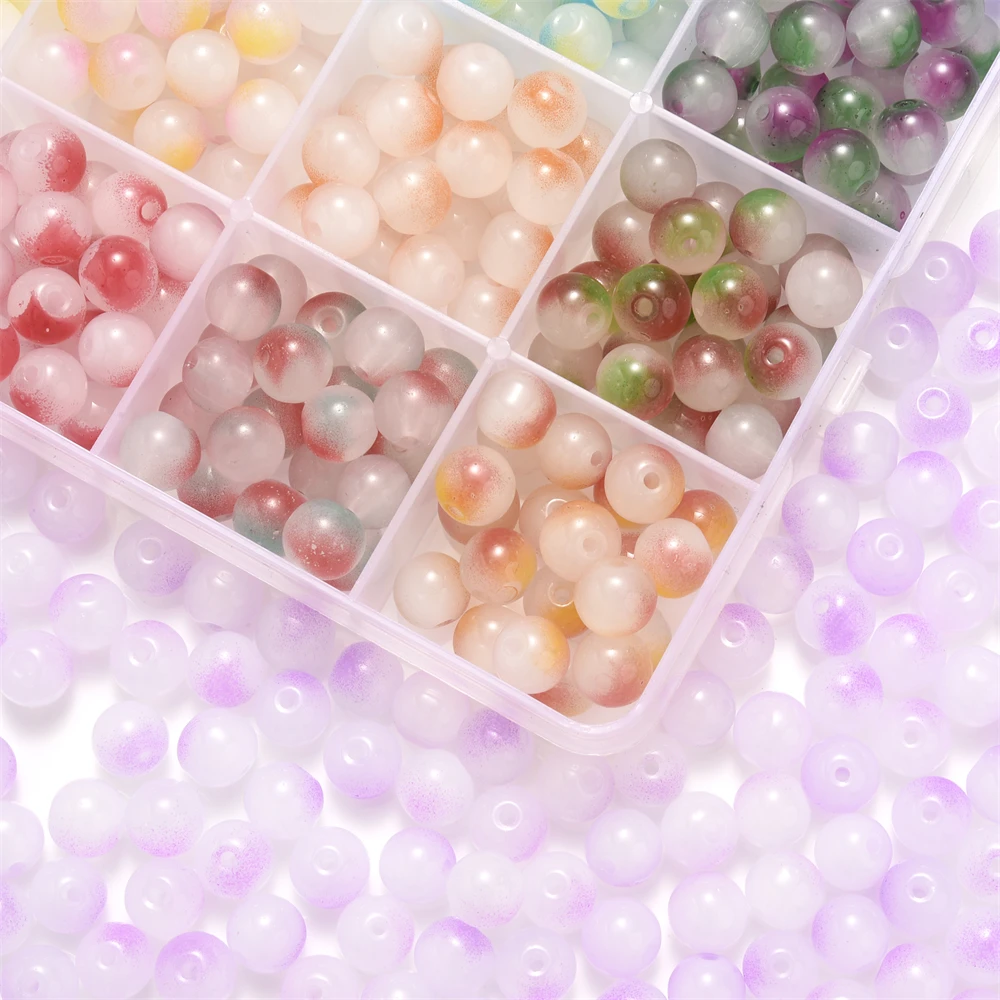100 Stück 8mm Farbverlauf Meerjungfrauen-Glasperlen Runde Perlen Leuchtende Farben Lose Abstandsperlen für Kreatives DIY-Handwerk Schmuckherstellung – Detail 8